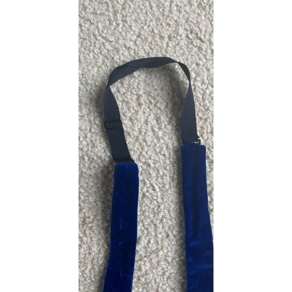 Vintage Classic Brilliant Royal Blue Self Tie Formal Velvet Bowtie Satin Lining - Picture 4 of 6